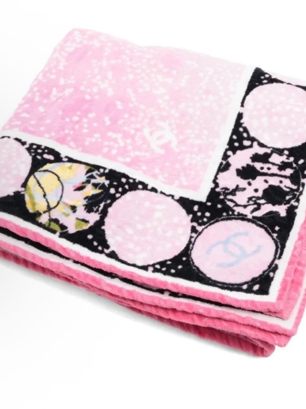 Pink and Black Logo Blanket/large beach towel - Picture 4 of 4